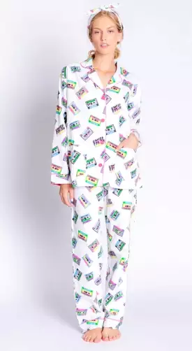 Antique White Mix Tape Flannel PJ Set