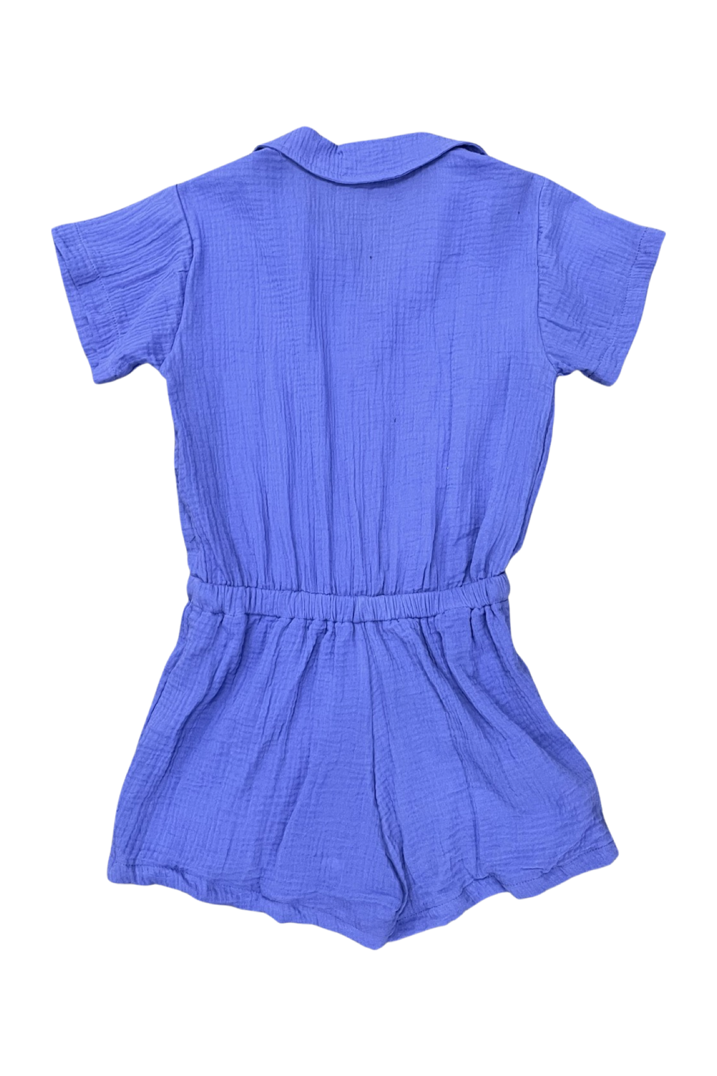 Bandana Blue Gauze Button Up Short Sleeve Romper