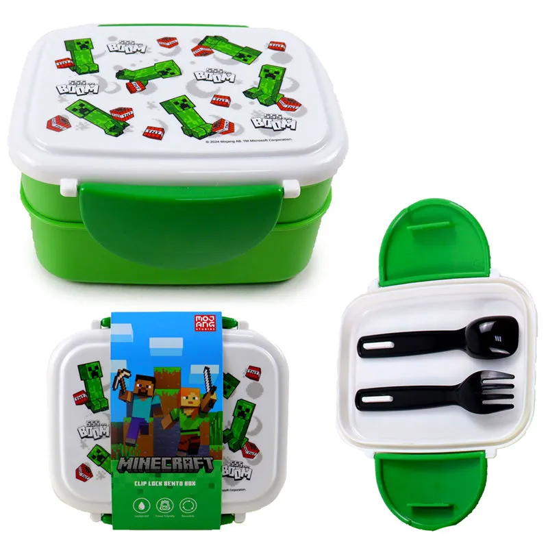 Bento Clip Lock Lunch Box with Cutlery - Minecraft Creeper & TNT LBOX103