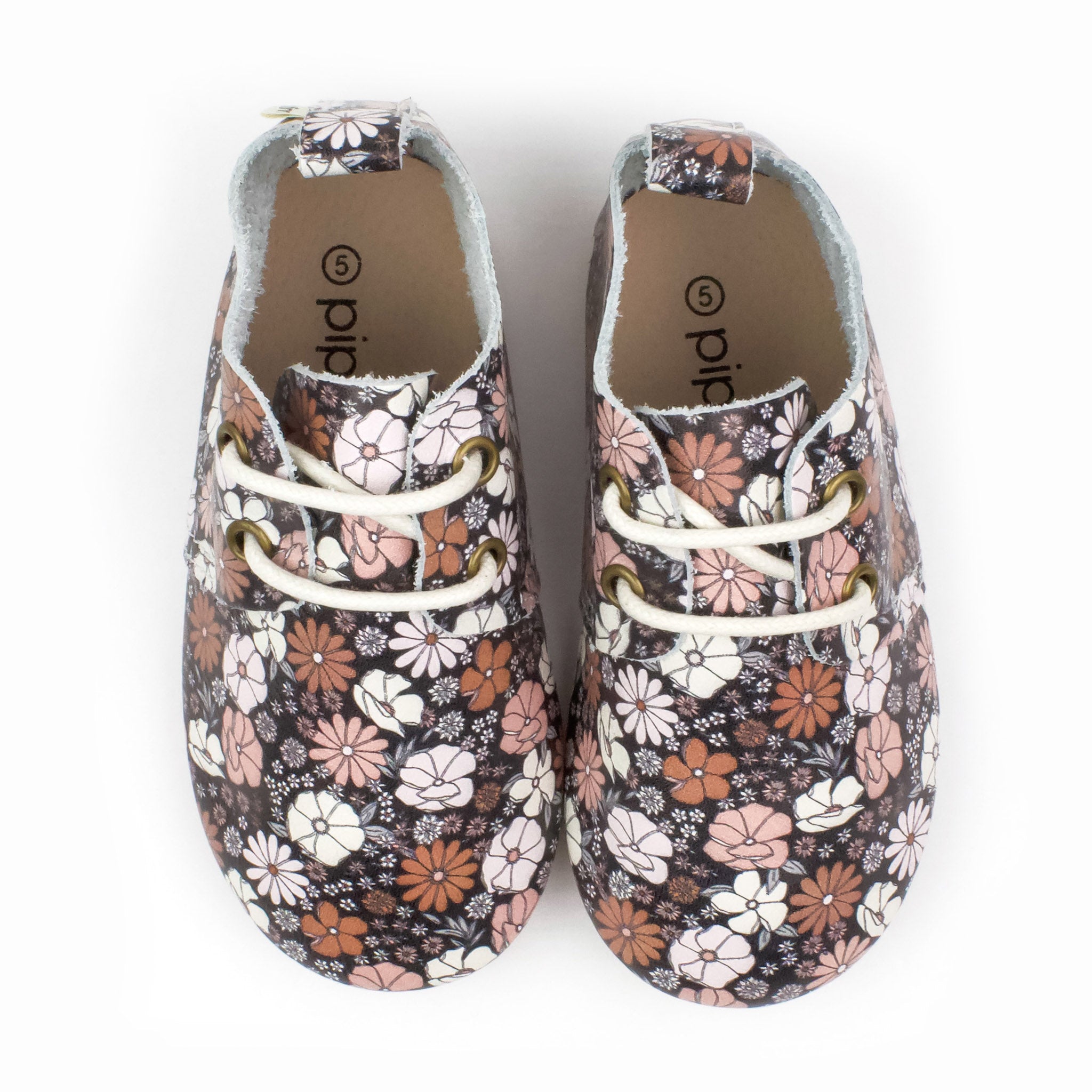 Black Floral - Low Top Oxfords - Hard Sole