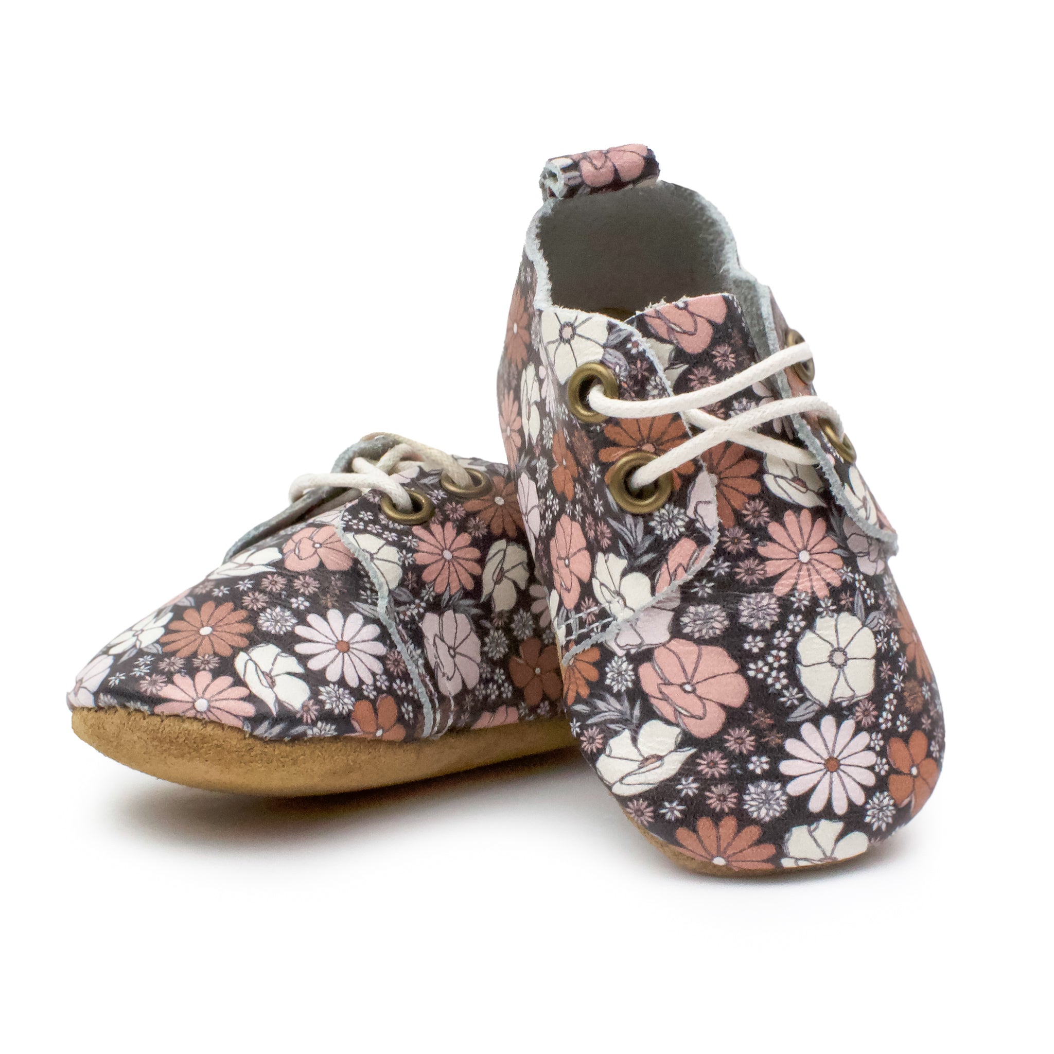 Black Floral - Low Top Oxfords - Soft Sole