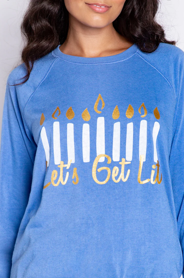 Blue Let's Get Lit sweatshirt