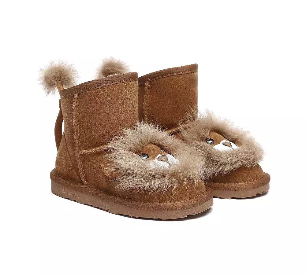 EVERAU Kid Sheepskin Boots Lion Kids Plus