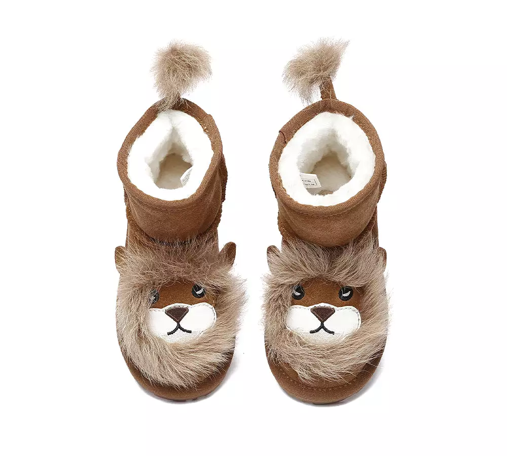 EVERAU Kid Sheepskin Boots Lion Kids Plus