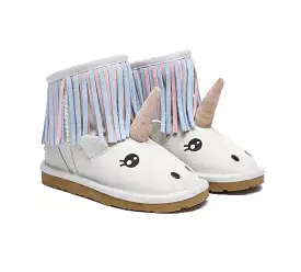 EVERAU Kid Sheepskin Boots Unicorn Kids Plus