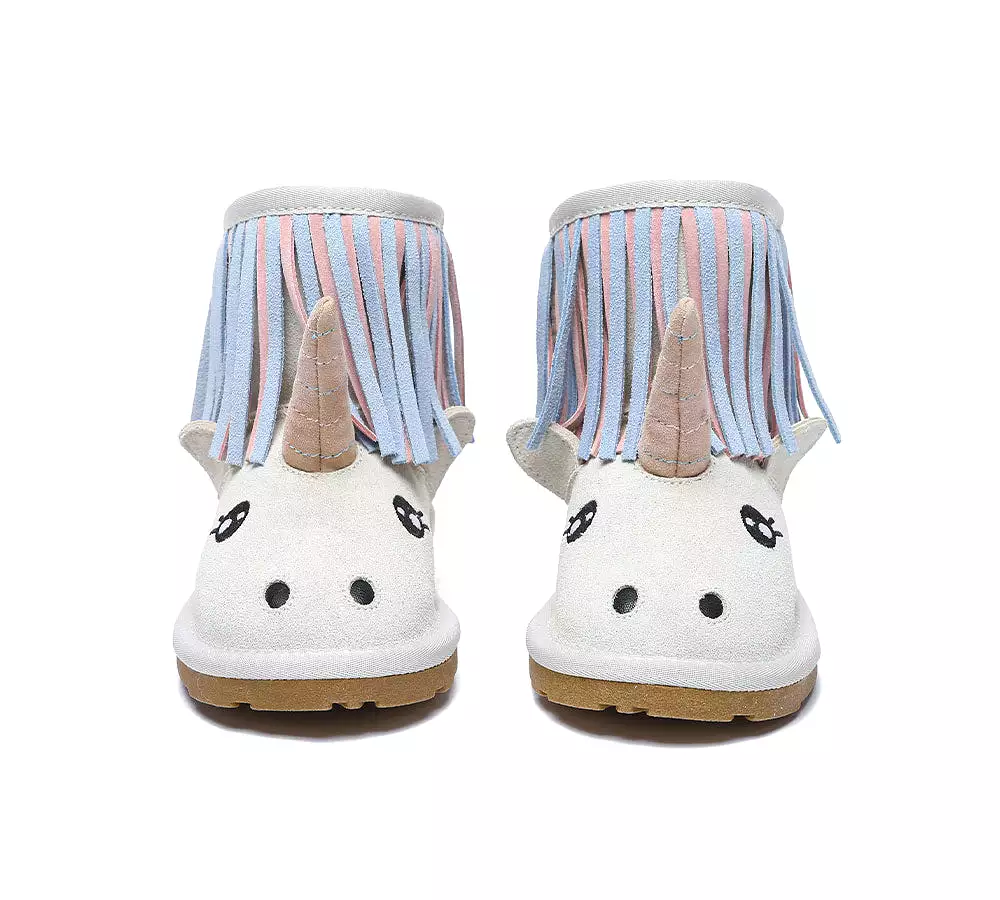 EVERAU Kid Sheepskin Boots Unicorn Kids Plus