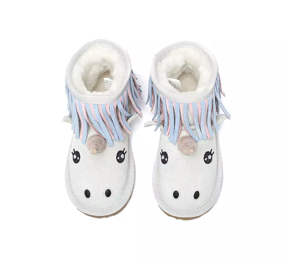 EVERAU Kid Sheepskin Boots Unicorn Kids Plus