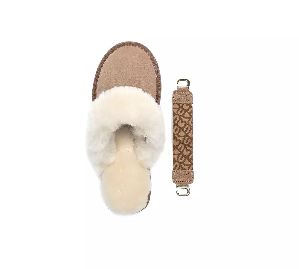 EVERAU Removable Strap Slingback Sheepskin Slippers Lonsdale