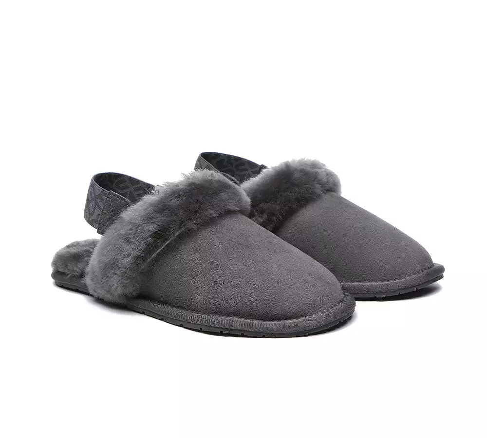 EVERAU Removable Strap Slingback Sheepskin Slippers Lonsdale