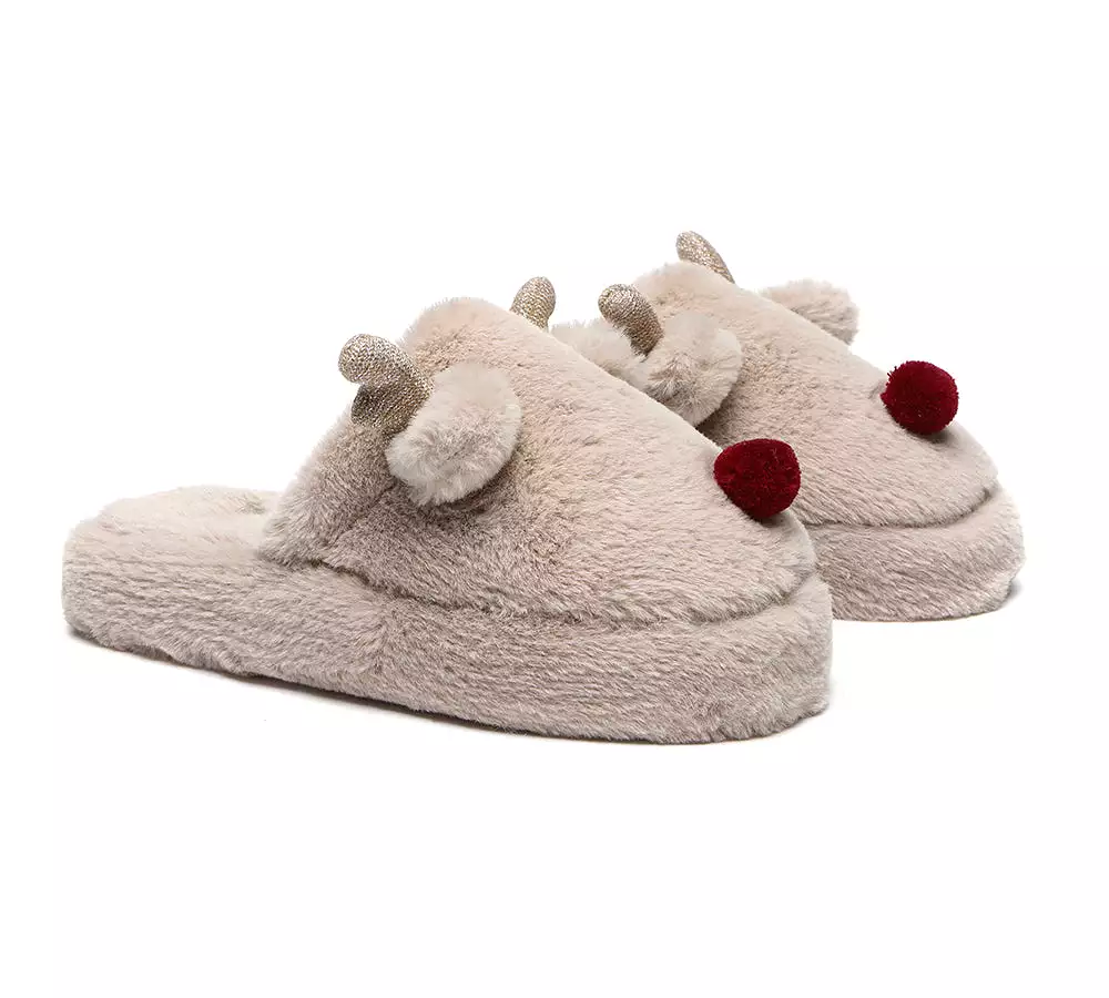 EVERAU Ultra Plush Unisex Reindeer Slippers