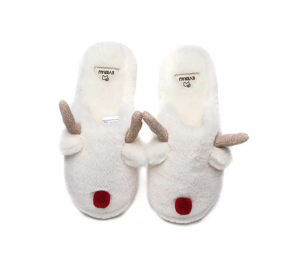 EVERAU Ultra Plush Unisex Reindeer Slippers