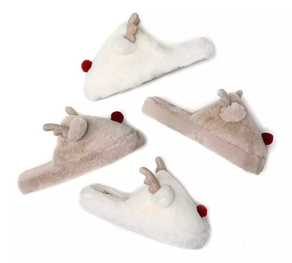 EVERAU Ultra Plush Unisex Reindeer Slippers