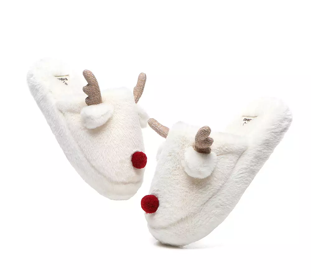 EVERAU Ultra Plush Unisex Reindeer Slippers