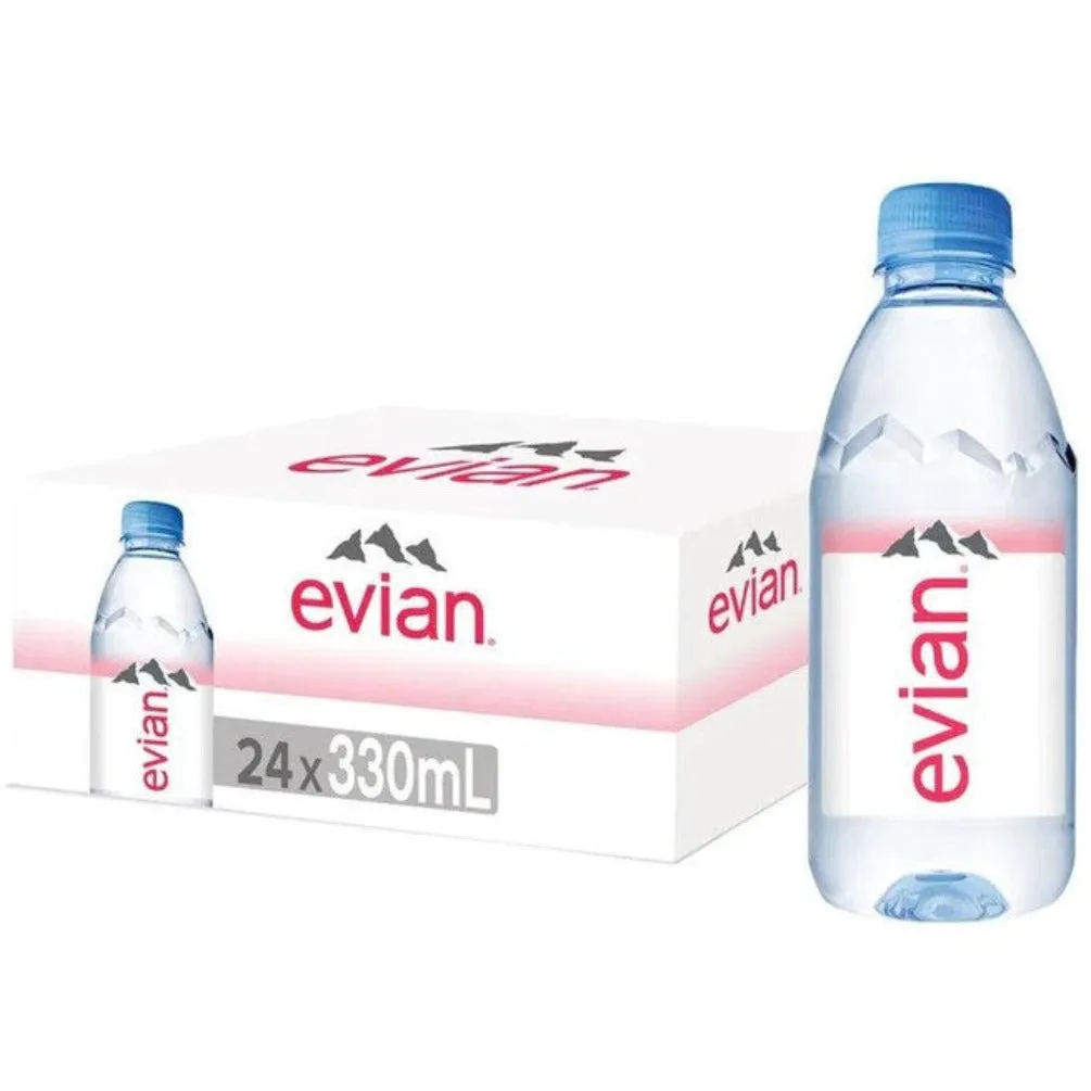 Evian Natural Mineral Water 330ml Bottles Box 24 Bulk