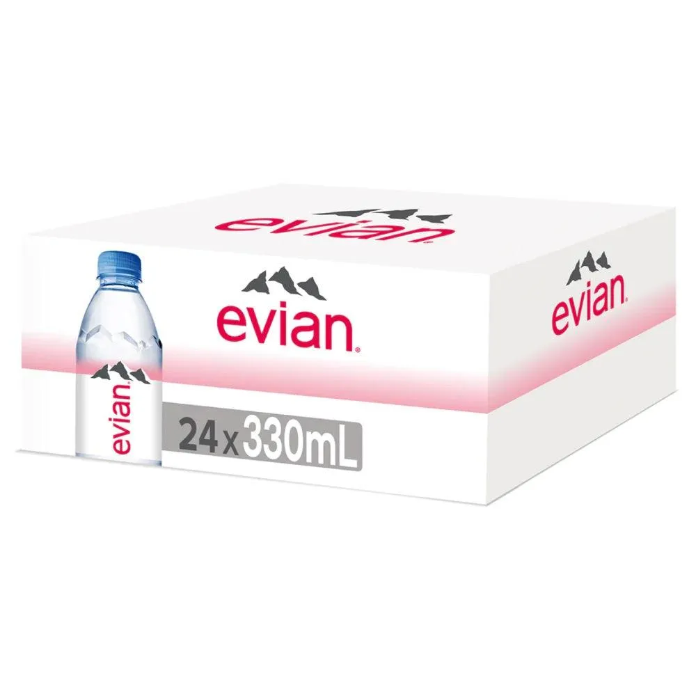 Evian Natural Mineral Water 330ml Bottles Box 24 Bulk