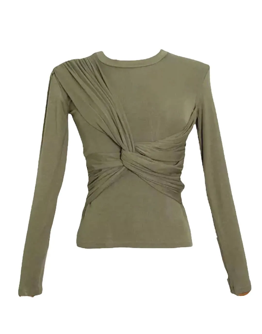 Long Sleeve Stretchy Ruched Front Top