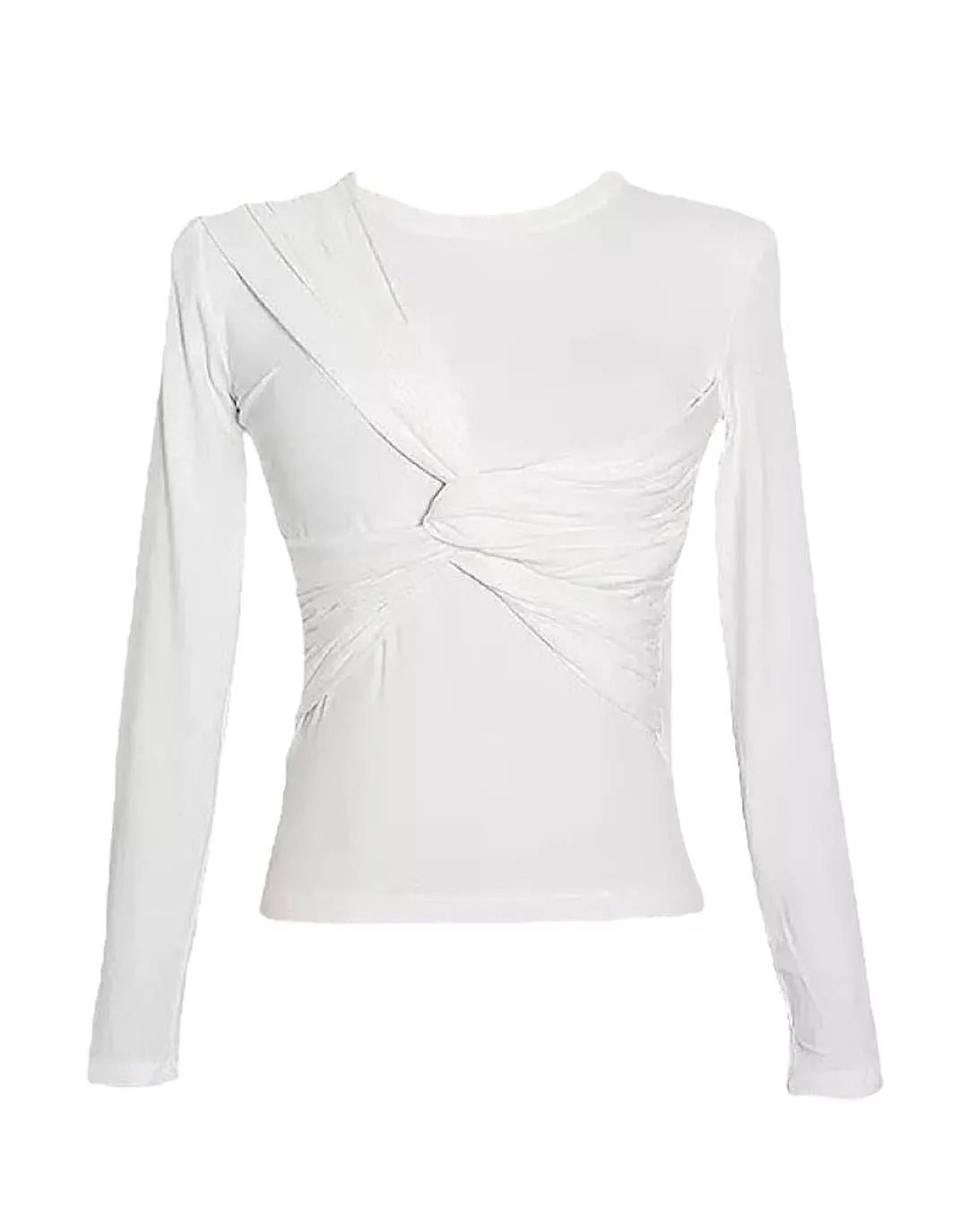 Long Sleeve Stretchy Ruched Front Top