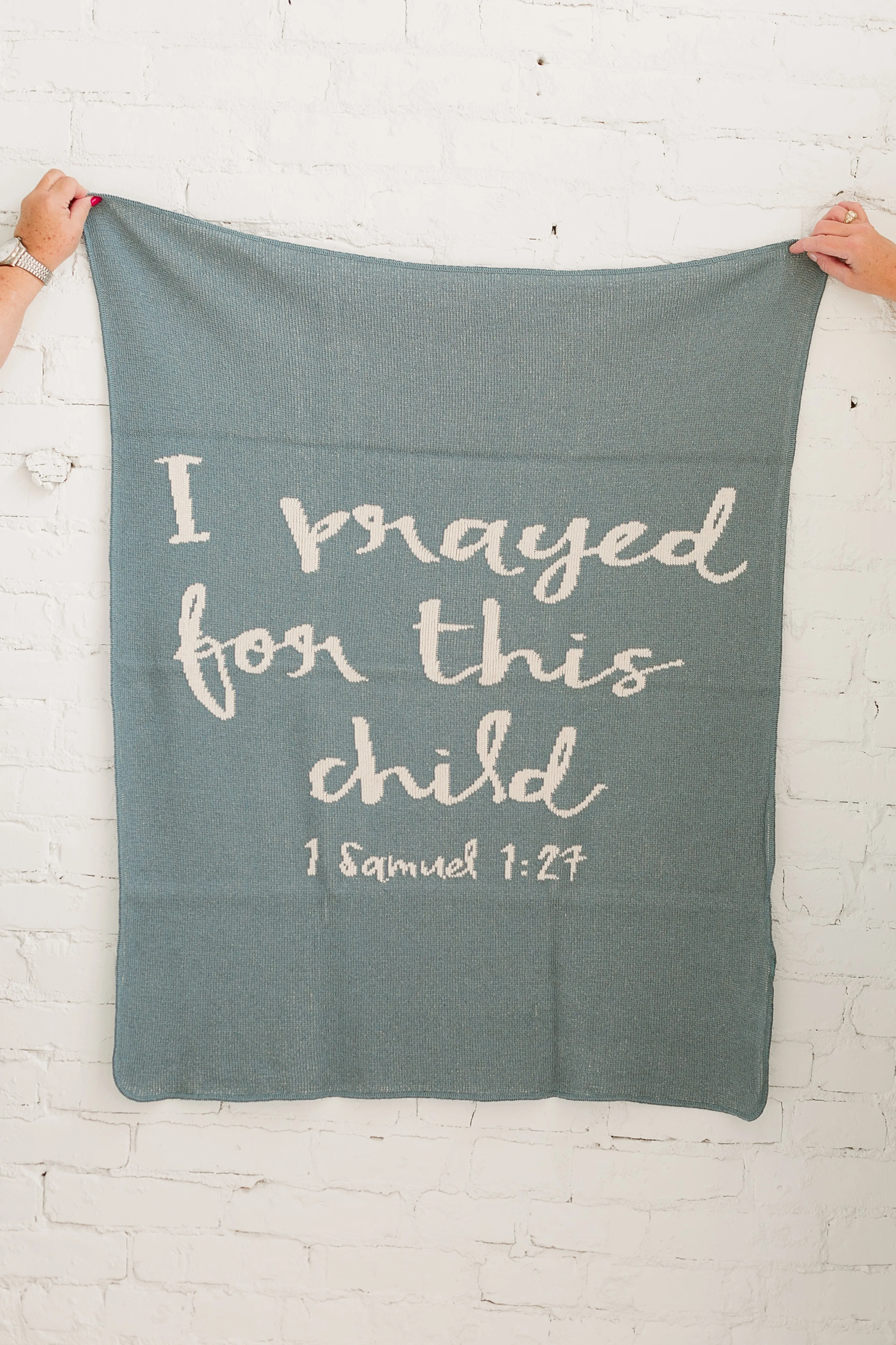 Made in the USA | Recycled Cotton Blend I prayed for this child Throw Blanket