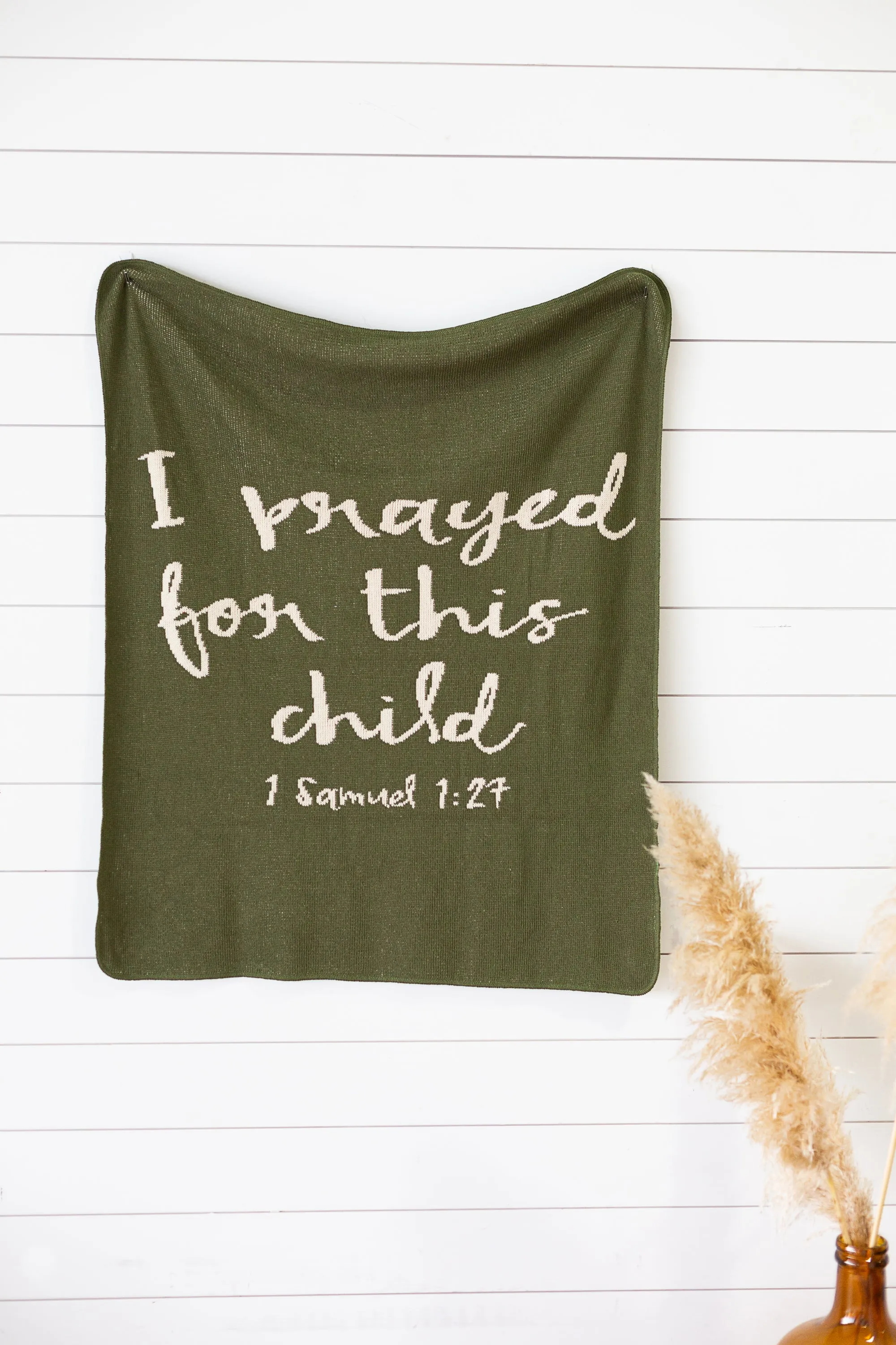 Made in the USA | Recycled Cotton Blend I prayed for this child Throw Blanket