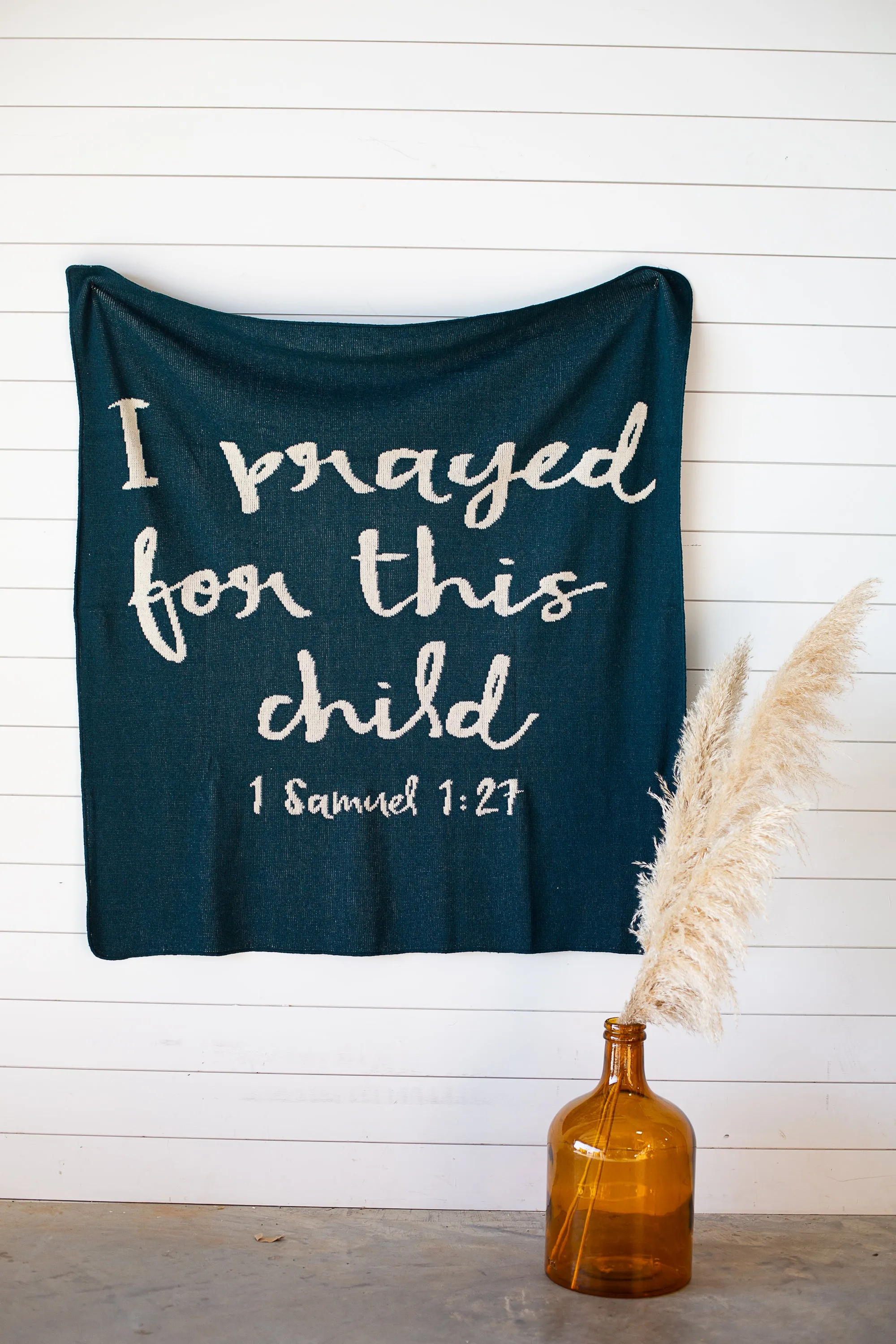 Made in the USA | Recycled Cotton Blend I prayed for this child Throw Blanket