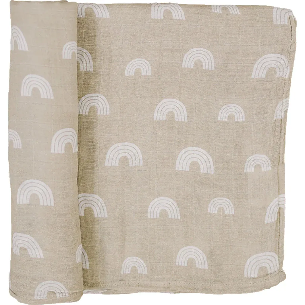 MEBIE BABY MUSLIN SWADDLE BLANKET | SAND RAINBOW