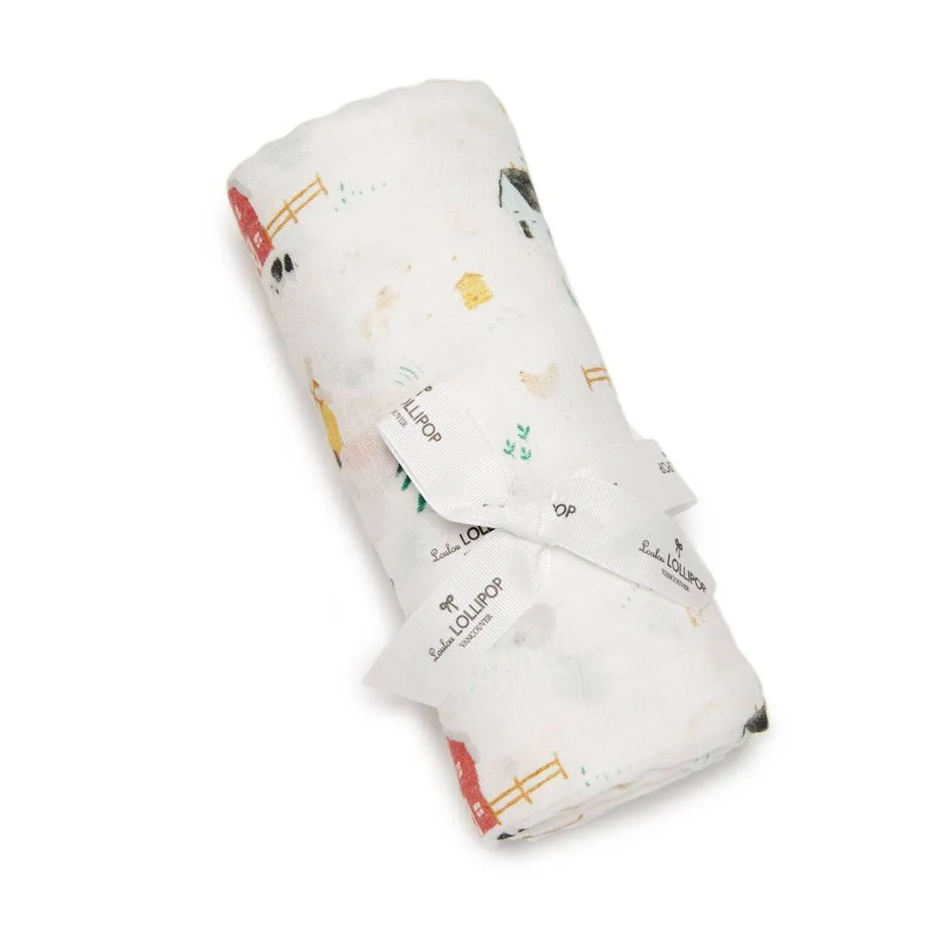 Muslin Swaddle, Farm Animals