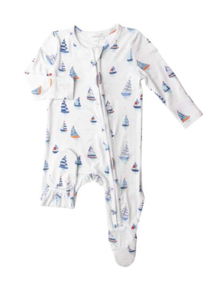 Nautical boats zipper footie