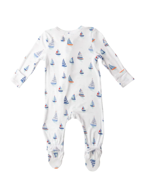 Nautical boats zipper footie