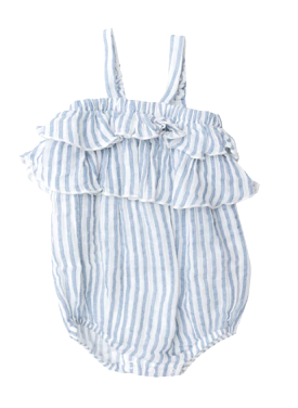 Nautical ticking stripe ruffle bubble