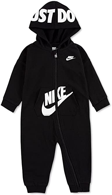 NIKE INFANT'S HOODED BLACK COVERALL ONESIE