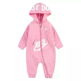 NIKE INFANT'S HOODED PINK COVERALL ONESIE