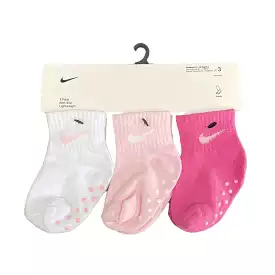 NIKE INFANT'S SWOOSH 3 PACK WHITE/PINK SOCKS