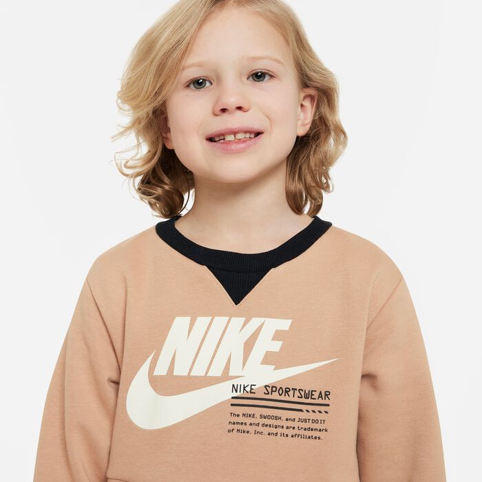 NIKE JUNIOR PAINT FRENCH TERRY BONE CREW