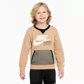 NIKE JUNIOR PAINT FRENCH TERRY BONE CREW