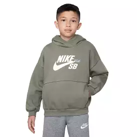 Nike SB Kid's Icon Fleece EasyOn Hoodie Dark Stucco/White