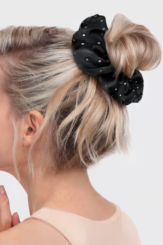 Satin rhinestone scrunchie