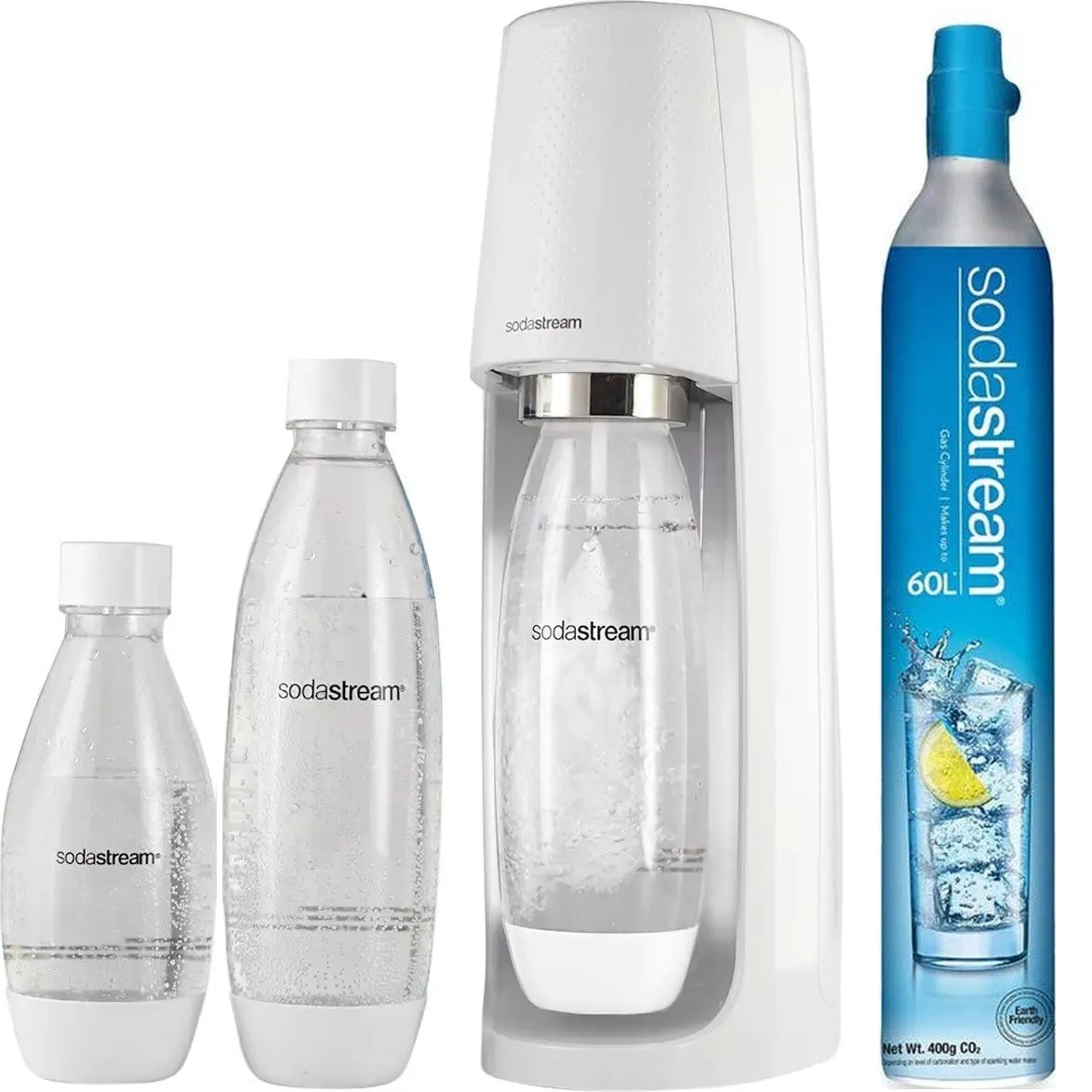 Sodastream Spirit Starter Mega Pack Bottles Gas Soda Maker Fizzy Water Drink White