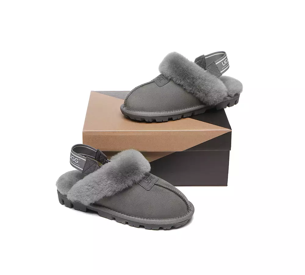 UGG AUSTRALIAN SHEPHERD Sheepskin Wool Removable Strap Slingback Slippers Suzie