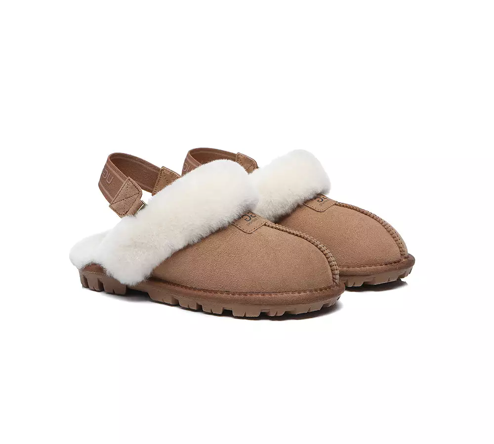 UGG AUSTRALIAN SHEPHERD Sheepskin Wool Removable Strap Slingback Slippers Suzie