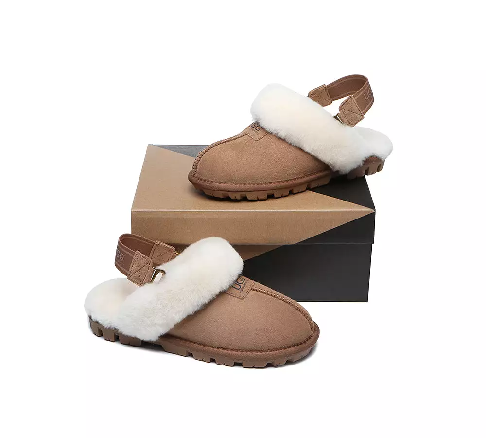 UGG AUSTRALIAN SHEPHERD Sheepskin Wool Removable Strap Slingback Slippers Suzie