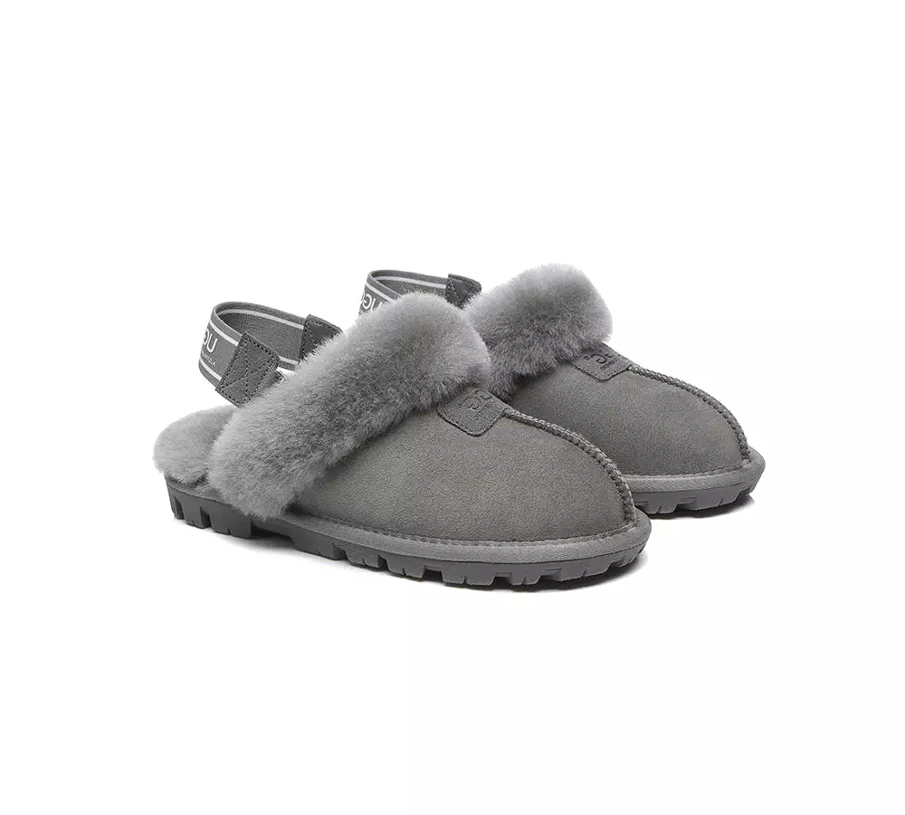 UGG AUSTRALIAN SHEPHERD Sheepskin Wool Removable Strap Slingback Slippers Suzie