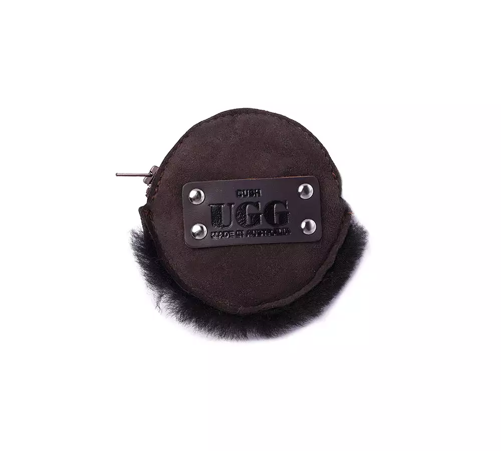 Urban UGG Sheepskin Wool Fluffy Round Zip Purse