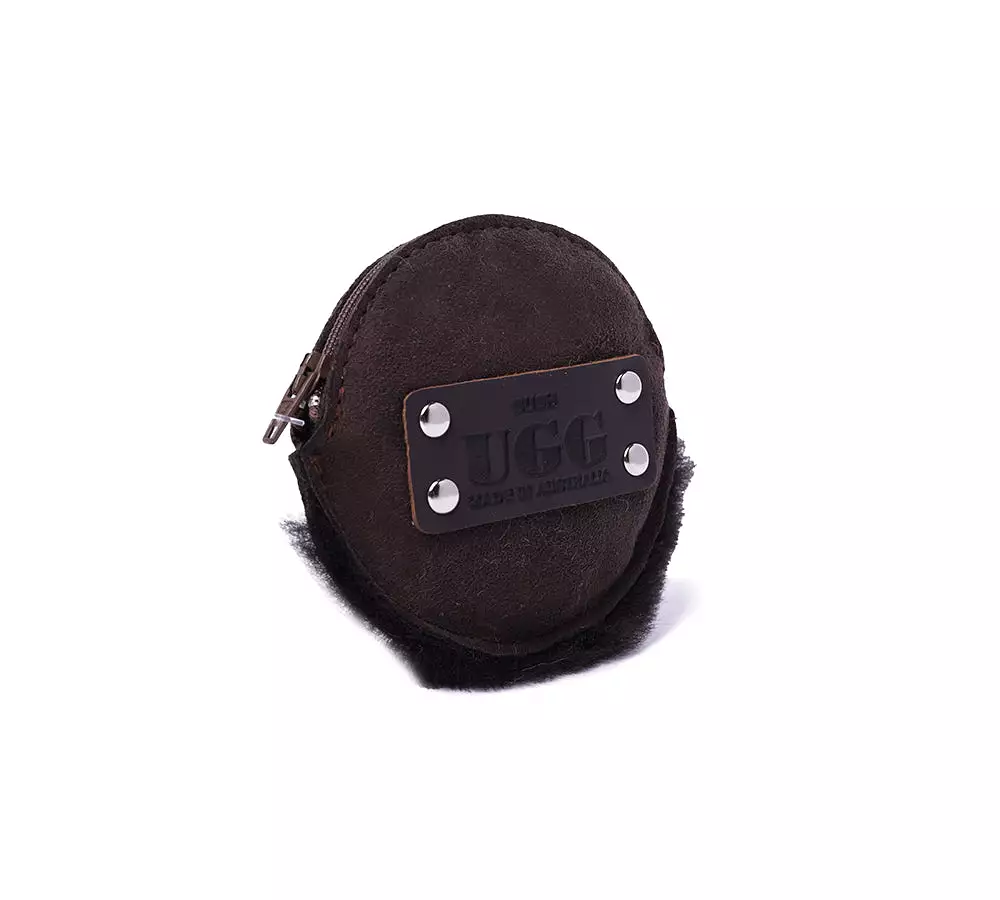 Urban UGG Sheepskin Wool Fluffy Round Zip Purse