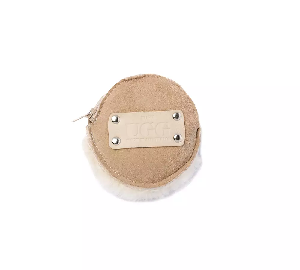 Urban UGG Sheepskin Wool Fluffy Round Zip Purse