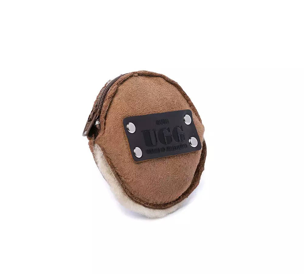 Urban UGG Sheepskin Wool Fluffy Round Zip Purse