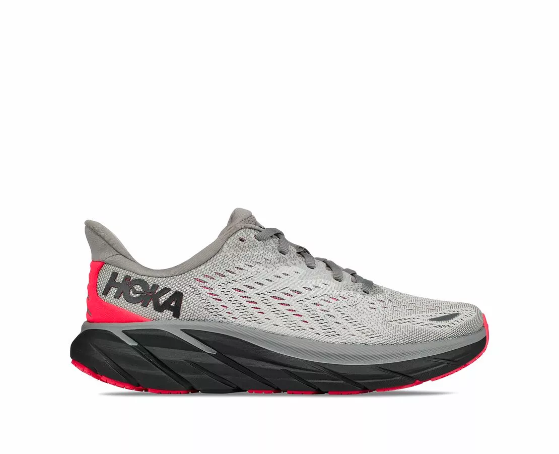 Women's Hoka One One Clifton 8, Sharkskin/Diva Pink, 9.5 B Medium