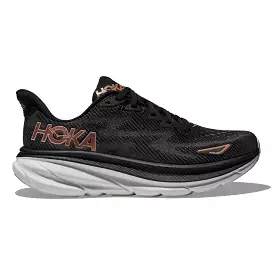 Women's Hoka One One Clifton 9, Black/Rose Gold, 9 B Medium